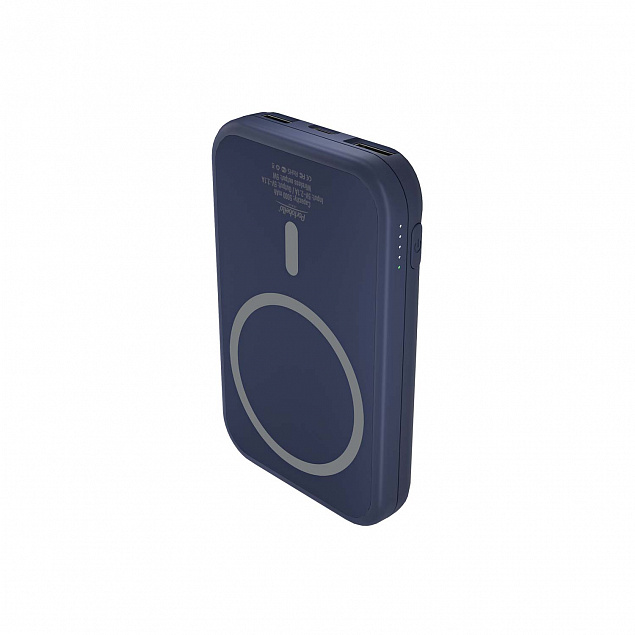 Внешний аккумулятор, Ultima Wireless Magnetic, 5000 mah, синий с логотипом в Ставрополе заказать по выгодной цене в кибермаркете AvroraStore