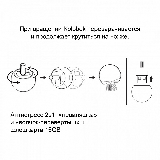 Флеш-карта "Kolobok" 16 Гб с логотипом в Ставрополе заказать по выгодной цене в кибермаркете AvroraStore