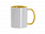 Кружка для сублимации, 330 мл, d=82 мм, стандарт А, белая, желтая внутри, желтая ручка с логотипом в Ставрополе заказать по выгодной цене в кибермаркете AvroraStore