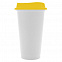 Стакан с крышкой Color Cap White, белый с желтым с логотипом в Ставрополе заказать по выгодной цене в кибермаркете AvroraStore