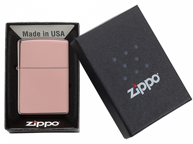 Зажигалка ZIPPO Classic с покрытием High Polish Rose Gold с логотипом в Ставрополе заказать по выгодной цене в кибермаркете AvroraStore