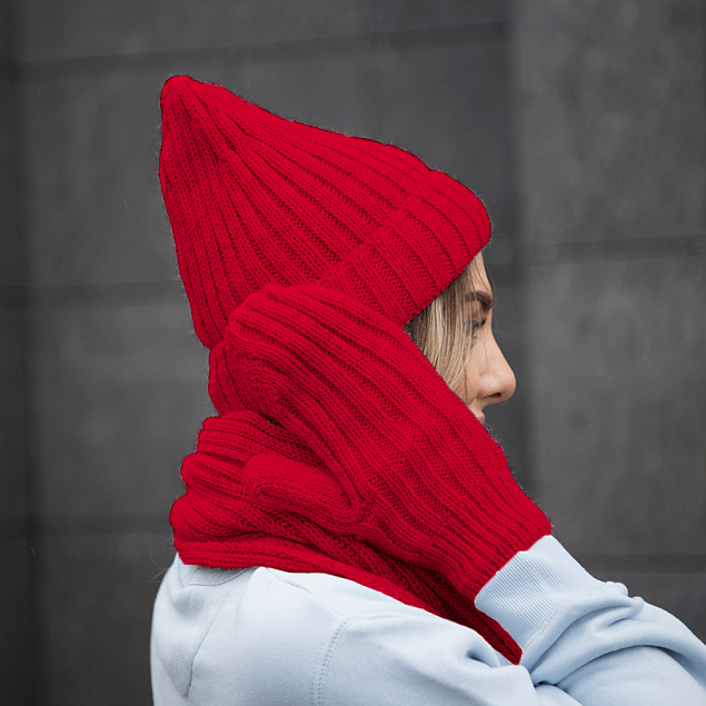 Набор подарочный НАСВЯЗИ©: шапка, шарф,  варежки, носки, красный с логотипом в Ставрополе заказать по выгодной цене в кибермаркете AvroraStore