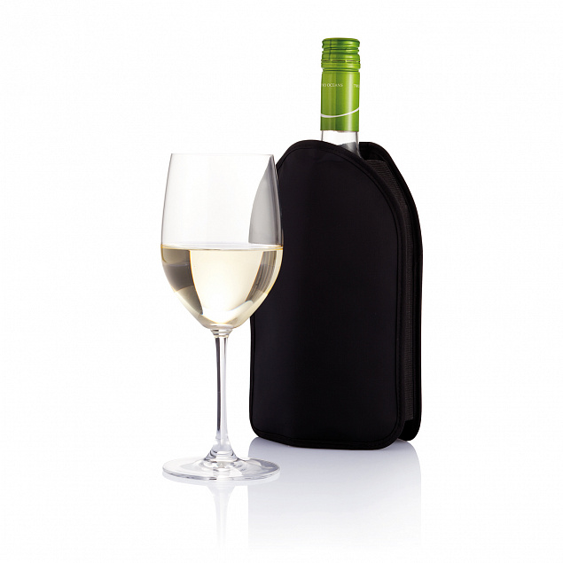 Термочехол для бутылки вина, черный с логотипом в Ставрополе заказать по выгодной цене в кибермаркете AvroraStore