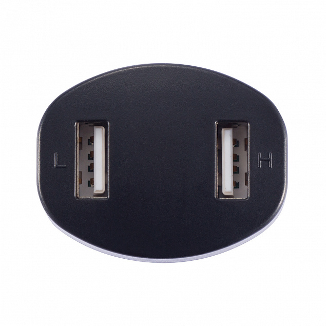 Зарядное устройство для автомобиля с 2 USB-портами, черный с логотипом в Ставрополе заказать по выгодной цене в кибермаркете AvroraStore