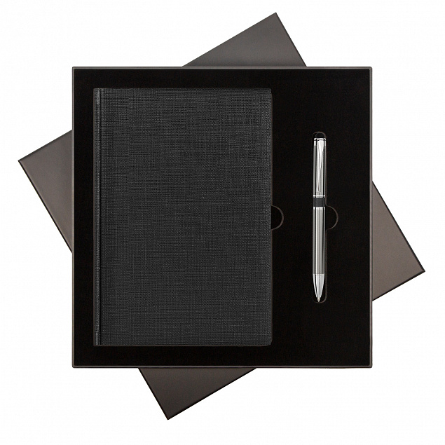 Подарочный набор City Flax/iP, черный (ежедневник недат А5, ручка) с логотипом в Ставрополе заказать по выгодной цене в кибермаркете AvroraStore