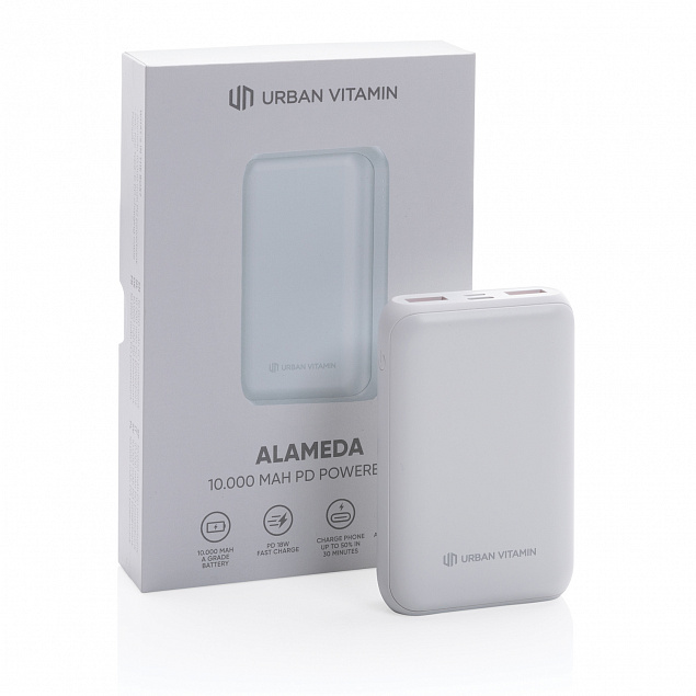 Внешний аккумулятор Urban Vitamin Alameda с быстрой зарядкой PD, 18 Вт, 10000 мАч с логотипом в Ставрополе заказать по выгодной цене в кибермаркете AvroraStore