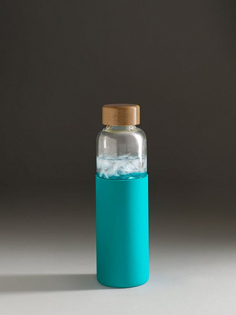 Бутылка для воды Dakar, прозрачная с бирюзовым с логотипом в Ставрополе заказать по выгодной цене в кибермаркете AvroraStore