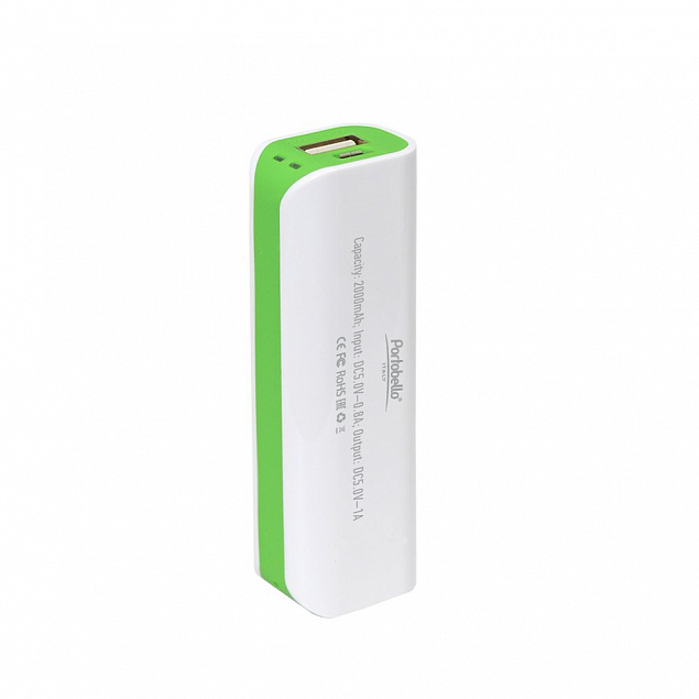 Внешний аккумулятор, Aster PB, 2000 mAh, белый/зеленый, подарочная упаковка с блистером с логотипом в Ставрополе заказать по выгодной цене в кибермаркете AvroraStore