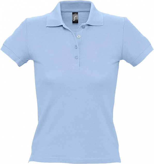 Рубашка поло женская PEOPLE 210, голубая с логотипом в Ставрополе заказать по выгодной цене в кибермаркете AvroraStore