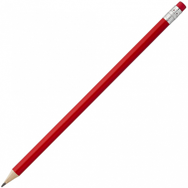 Карандаш простой Hand Friend с ластиком, красный с логотипом в Ставрополе заказать по выгодной цене в кибермаркете AvroraStore