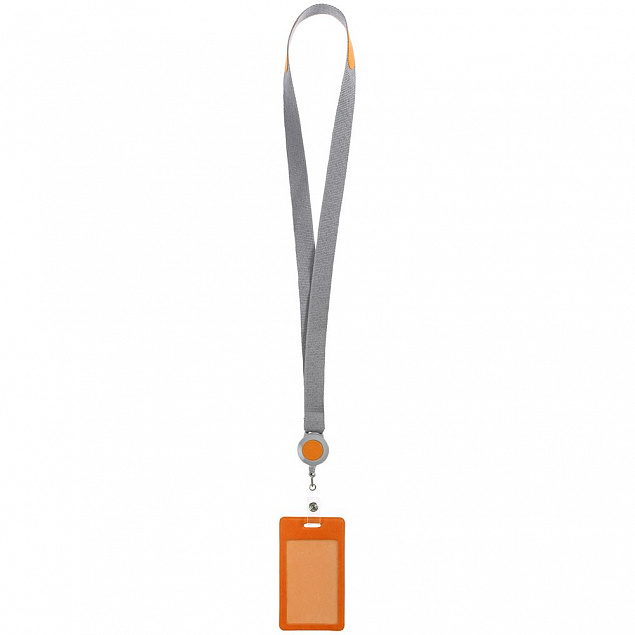 Чехол для пропуска с лентой и ретрактором Devon, оранжевый с логотипом в Ставрополе заказать по выгодной цене в кибермаркете AvroraStore