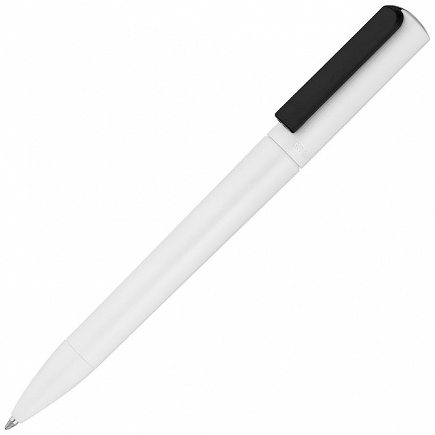Ручка шариковая Split Neon, белая с черным с логотипом в Ставрополе заказать по выгодной цене в кибермаркете AvroraStore