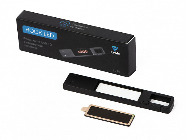 USB 2.0- флешка на 32 Гб c подсветкой логотипа «Hook LED» с логотипом в Ставрополе заказать по выгодной цене в кибермаркете AvroraStore