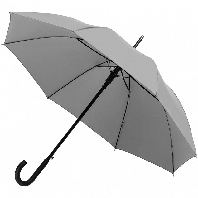 Зонт-трость Manifest со светоотражающим куполом, серый с логотипом в Ставрополе заказать по выгодной цене в кибермаркете AvroraStore