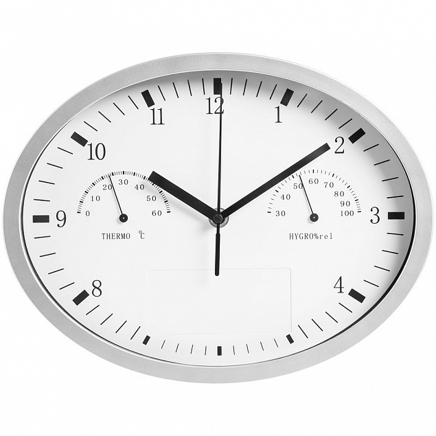 Часы настенные, INSERT3 с термометром и гигрометром, белые с логотипом в Ставрополе заказать по выгодной цене в кибермаркете AvroraStore