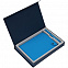 Коробка Silk с ложементом под ежедневник и ручку, синяя с логотипом в Ставрополе заказать по выгодной цене в кибермаркете AvroraStore