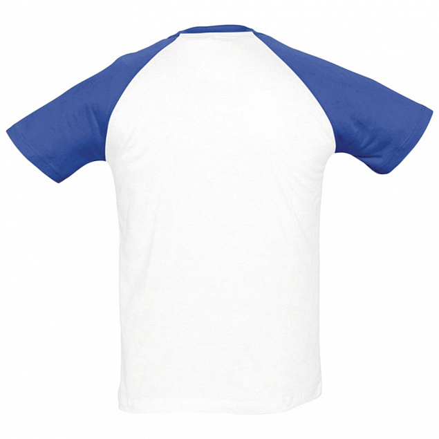 Футболка мужская двухцветная FUNKY 150, белая с ярко-синим с логотипом в Ставрополе заказать по выгодной цене в кибермаркете AvroraStore