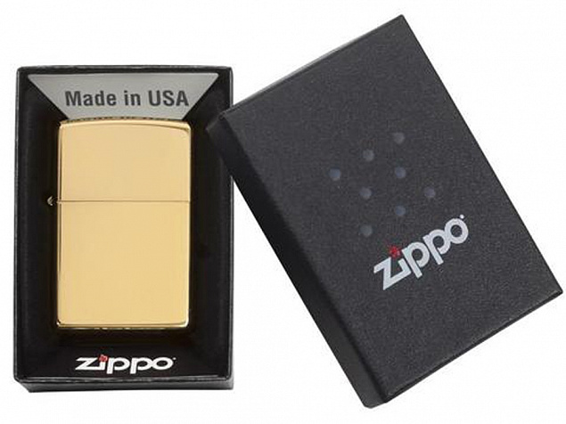 Зажигалка ZIPPO Classic с покрытием High Polish Brass с логотипом в Ставрополе заказать по выгодной цене в кибермаркете AvroraStore