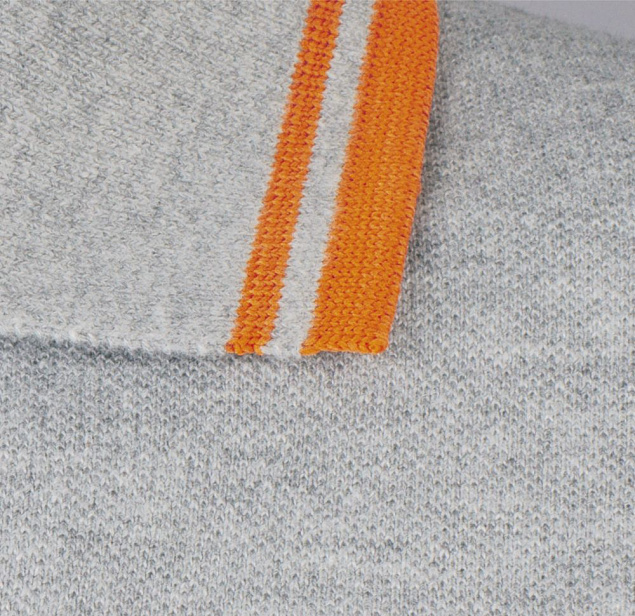 Рубашка поло женская PASADENA WOMEN 200 с контрастной отделкой, серый меланж c оранжевым с логотипом в Ставрополе заказать по выгодной цене в кибермаркете AvroraStore