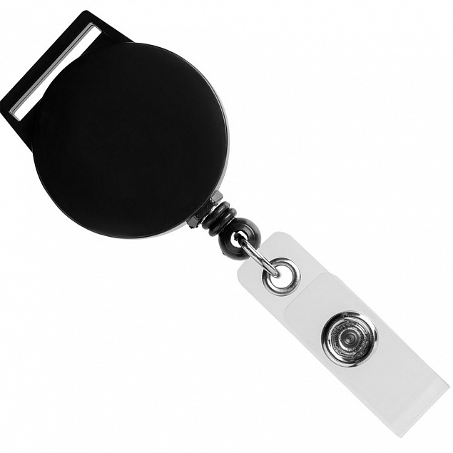 Ретрактор Attach с ушком для ленты, черный с логотипом в Ставрополе заказать по выгодной цене в кибермаркете AvroraStore
