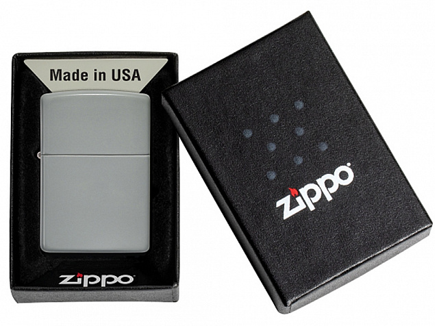 Зажигалка ZIPPO Classic с покрытием Flat Grey с логотипом в Ставрополе заказать по выгодной цене в кибермаркете AvroraStore