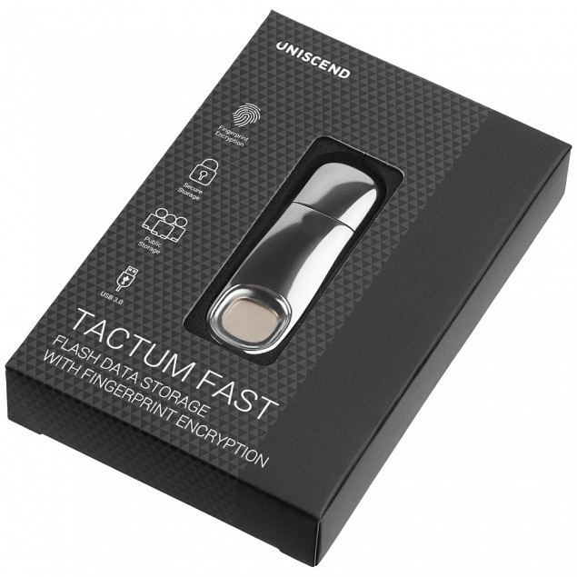 Флешка биометрическая Tactum Fast, серебристая, 32 Гб с логотипом в Ставрополе заказать по выгодной цене в кибермаркете AvroraStore
