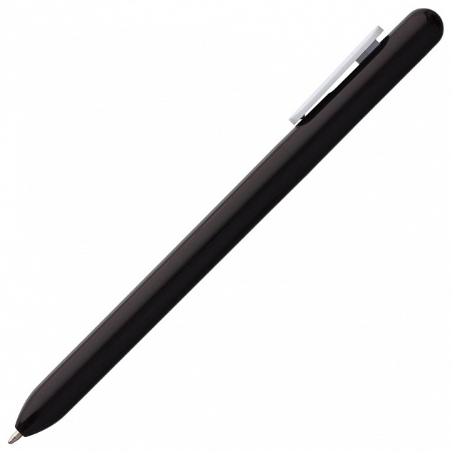 Ручка шариковая Slider, черная с белым с логотипом в Ставрополе заказать по выгодной цене в кибермаркете AvroraStore