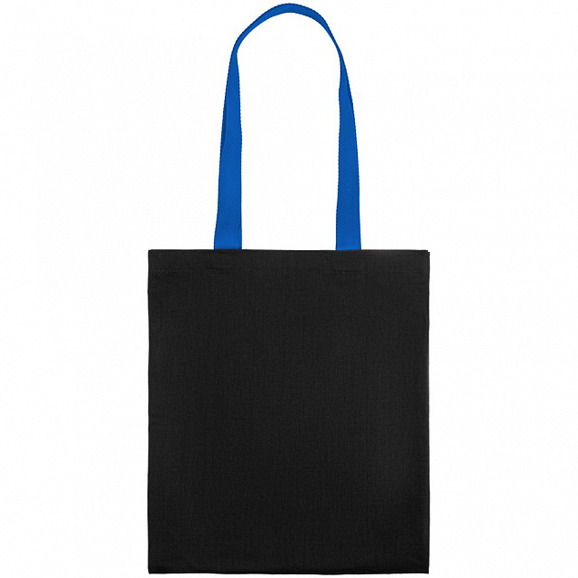 Холщовая сумка BrighTone, черная с ярко-синими ручками с логотипом в Ставрополе заказать по выгодной цене в кибермаркете AvroraStore