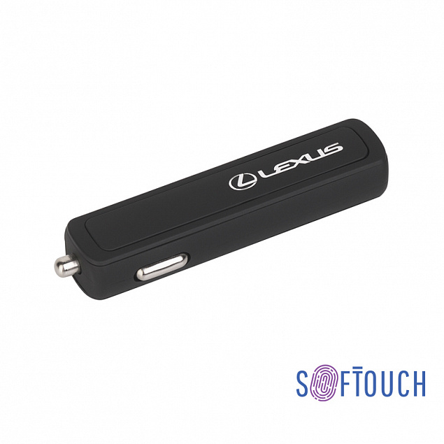 Автомобильное зарядное устройство "Slam"с 2-мя разъёмами USB, покрытие soft touch черный с логотипом в Ставрополе заказать по выгодной цене в кибермаркете AvroraStore