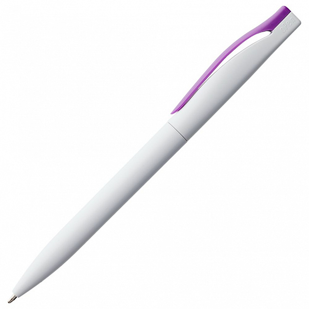 Ручка шариковая Pin, белая с фиолетовым с логотипом в Ставрополе заказать по выгодной цене в кибермаркете AvroraStore