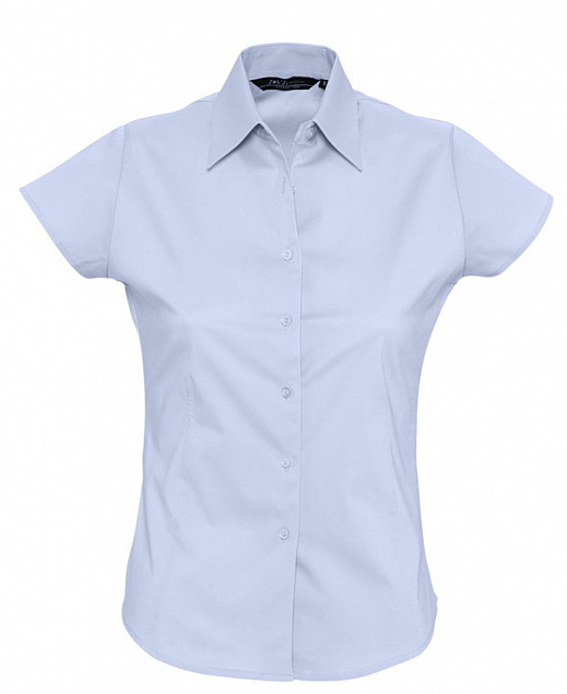 Рубашка женская с коротким рукавом EXCESS, голубая с логотипом в Ставрополе заказать по выгодной цене в кибермаркете AvroraStore