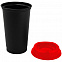 Стакан с крышкой Color Cap Black, черный с красным с логотипом в Ставрополе заказать по выгодной цене в кибермаркете AvroraStore