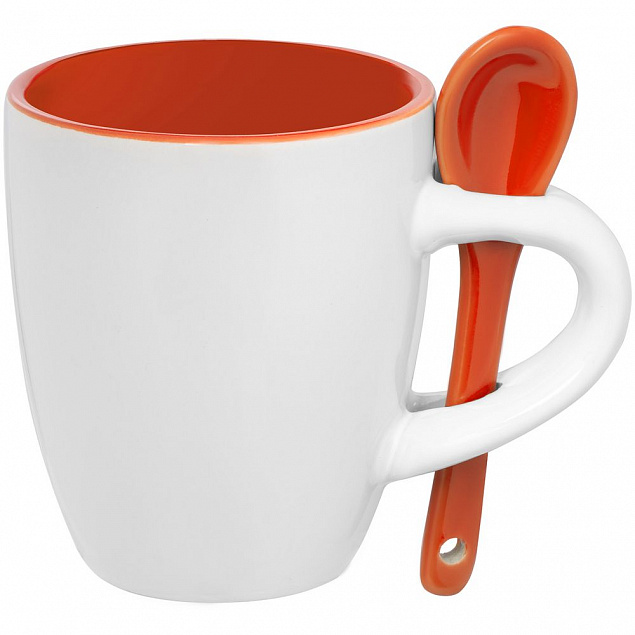 Кофейная кружка Pairy с ложкой, оранжевая с логотипом в Ставрополе заказать по выгодной цене в кибермаркете AvroraStore