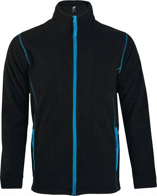 Куртка мужская NOVA MEN 200, черная с ярко-голубым с логотипом в Ставрополе заказать по выгодной цене в кибермаркете AvroraStore