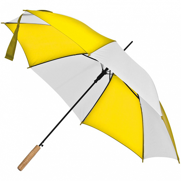 Зонт-трость Milkshake, белый с желтым с логотипом в Ставрополе заказать по выгодной цене в кибермаркете AvroraStore