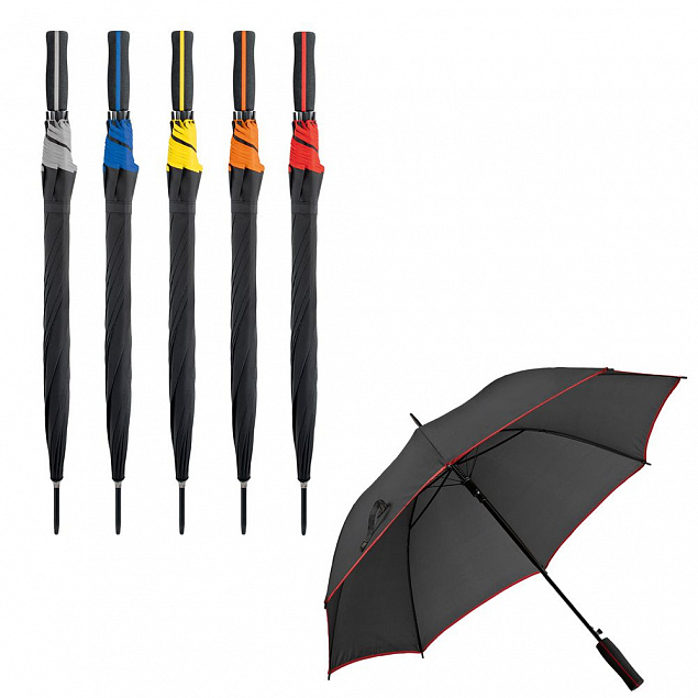 Зонт-трость Jenna, черный с серым с логотипом в Ставрополе заказать по выгодной цене в кибермаркете AvroraStore