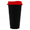 Стакан с крышкой Color Cap Black, черный с красным с логотипом в Ставрополе заказать по выгодной цене в кибермаркете AvroraStore