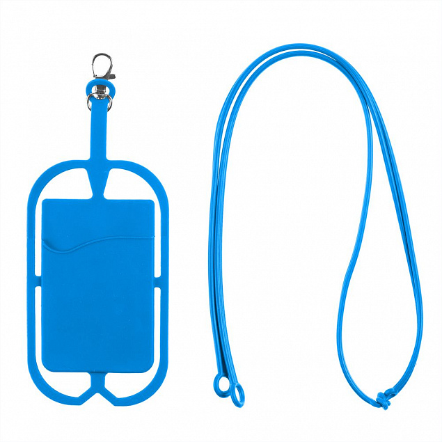 Картхолдер с креплением для телефона, синий с логотипом в Ставрополе заказать по выгодной цене в кибермаркете AvroraStore