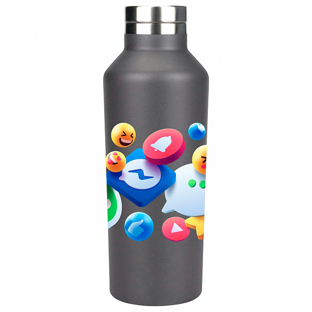 Термобутылка вакуумная герметичная, Asti, 500 ml, серая с логотипом в Ставрополе заказать по выгодной цене в кибермаркете AvroraStore