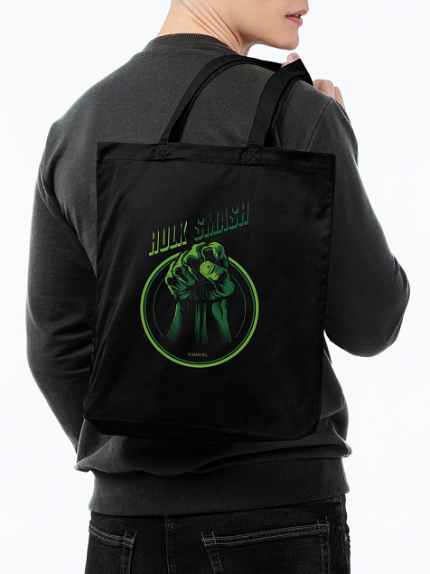 Холщовая сумка Hulk Smash, черная с логотипом в Ставрополе заказать по выгодной цене в кибермаркете AvroraStore