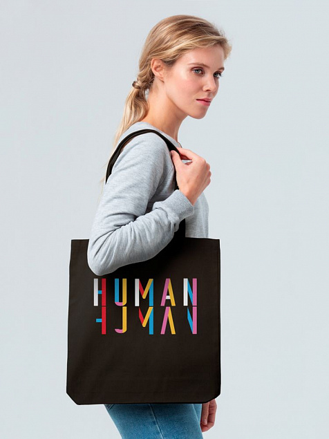 Холщовая сумка Human, черная с логотипом в Ставрополе заказать по выгодной цене в кибермаркете AvroraStore