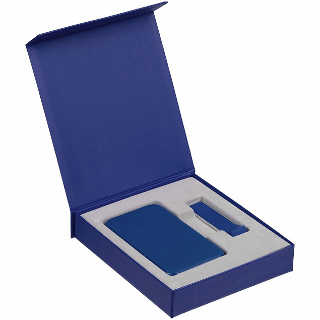 Коробка Latern для аккумулятора 5000 мАч и флешки, синяя с логотипом в Ставрополе заказать по выгодной цене в кибермаркете AvroraStore