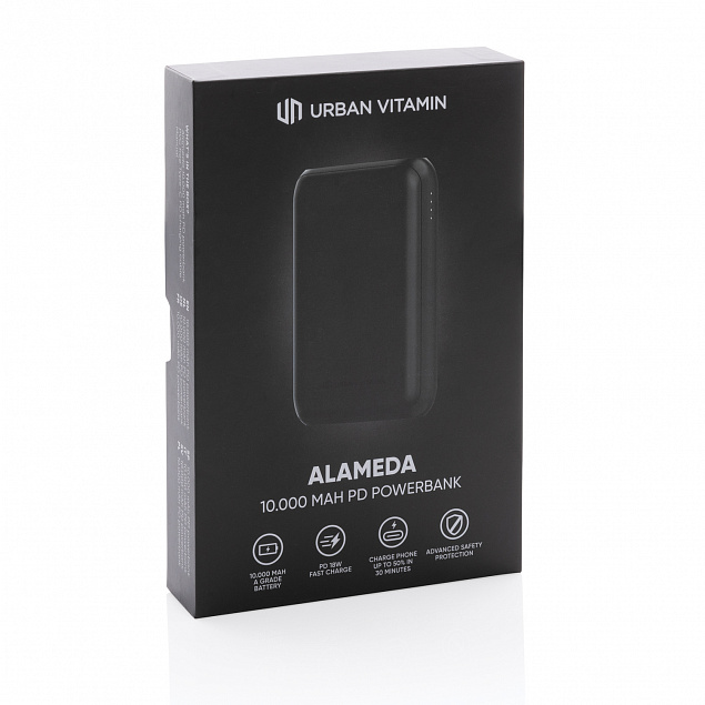 Внешний аккумулятор Urban Vitamin Alameda с быстрой зарядкой PD, 18 Вт, 10000 мАч с логотипом в Ставрополе заказать по выгодной цене в кибермаркете AvroraStore