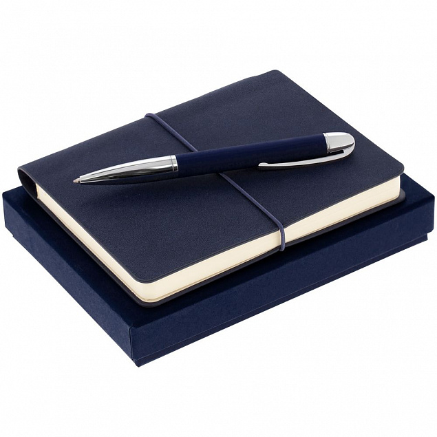 Набор Business Diary Mini, синий с логотипом в Ставрополе заказать по выгодной цене в кибермаркете AvroraStore