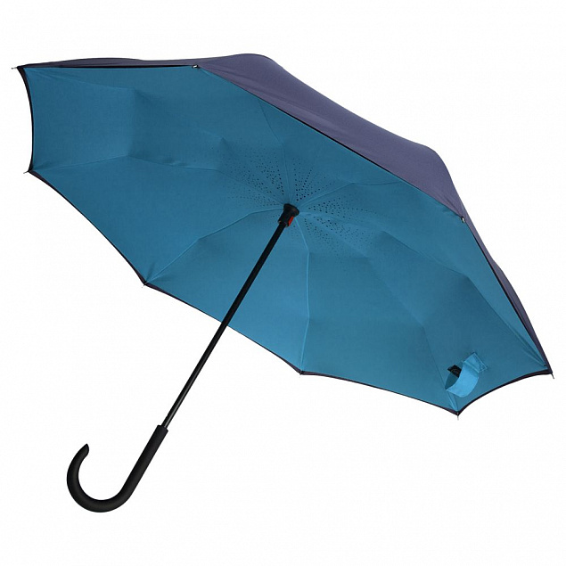 Зонт наоборот Style, трость, сине-голубой с логотипом в Ставрополе заказать по выгодной цене в кибермаркете AvroraStore