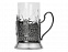Подстаканник с хрустальным стаканом и ложкой Нефтяной, серебристый/прозрачный с логотипом в Ставрополе заказать по выгодной цене в кибермаркете AvroraStore