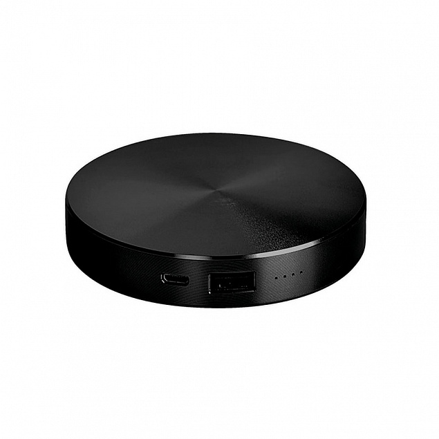 Универсальный аккумулятор "UFO" (6000mAh) в подарочной коробке, черный,8,6х1,5 см,металл с логотипом в Ставрополе заказать по выгодной цене в кибермаркете AvroraStore