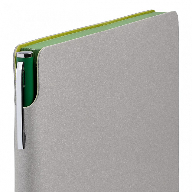 Ежедневник Flexpen, недатированный, серебристо-зеленый с логотипом в Ставрополе заказать по выгодной цене в кибермаркете AvroraStore