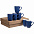 Набор кружек Good Morning c покрытием софт-тач, синий с логотипом в Ставрополе заказать по выгодной цене в кибермаркете AvroraStore
