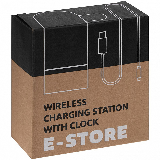 Зарядная станция c часами E-Store для смартфона, часов и наушников, черная с логотипом в Ставрополе заказать по выгодной цене в кибермаркете AvroraStore